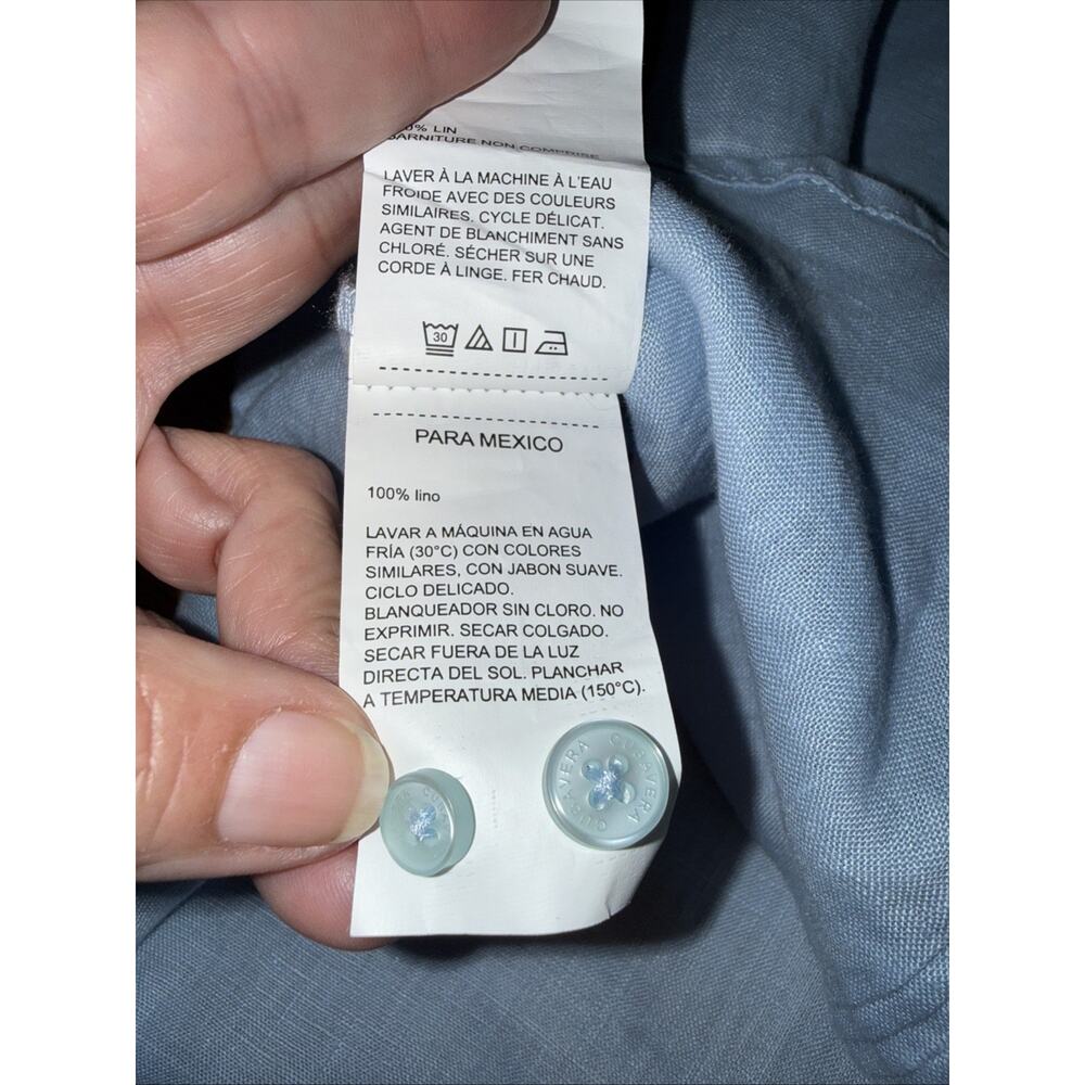 CUBAVERA Collection 100% Linen Blue Multi Tuck Guayabera Shirt Sz 2XL EUC Resort - Picture 8 of 8